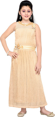 

Hunny Bunny Girls Maxi/Full Length Party Dress(Beige, Sleeveless
