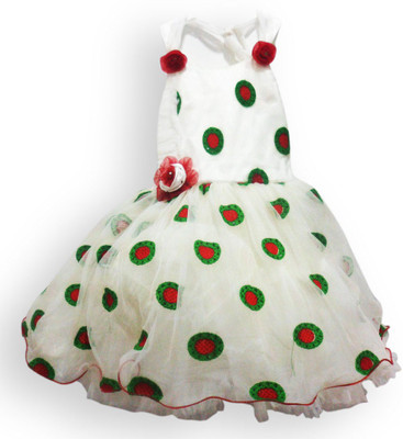 

Vahvaa Girls Midi/Knee Length Party Dress(White, Sleeveless