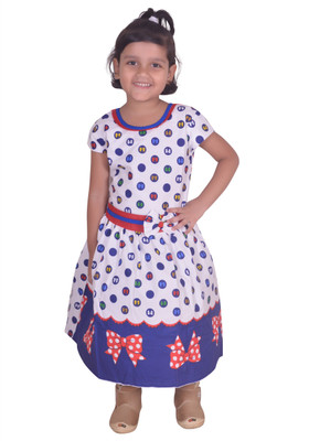 

Fashionitz Girls Midi/Knee Length Casual Dress(Multicolor, Half Sleeve