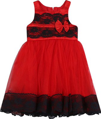 

Life by Shoppers Stop Girls Midi/Knee Length Casual Dress(Red, Sleeveless