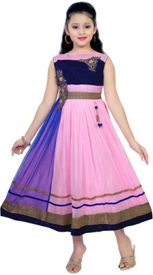 

Saarah Girls Midi/Knee Length Party Dress(Pink, Sleeveless