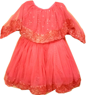 

All About Pink Girls Midi/Knee Length Casual Dress(Red, Cap Sleeve