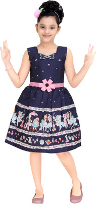 

Trendy Girls Girls Midi/Knee Length Casual Dress(Blue, Sleeveless