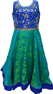 

Pogo Girls Maxi/Full Length Party Dress(Multicolor, Sleeveless, Green