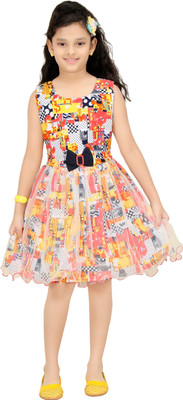 

Trendyy Girls Girls Midi/Knee Length Party Dress(Multicolor, Sleeveless