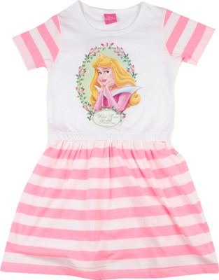 

Disney Princess Girls Mini/Short Casual Dress(White, Half Sleeve, Floracent pink/white