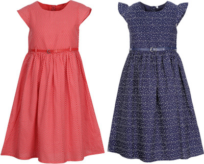 

Bella Moda Girls Midi/Knee Length Casual Dress(Multicolor, Cap Sleeve)