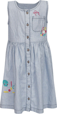 

Life by Shoppers Stop Girls Midi/Knee Length Casual Dress(Grey, Sleeveless, Denimx