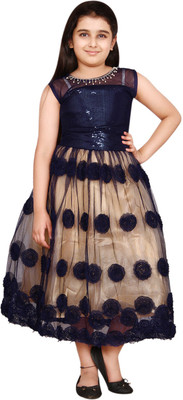 

DHANYA Girls Maxi/Full Length Party Dress(Dark Blue, Sleeveless