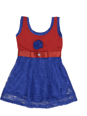 

RoopRahasya Girls Midi/Knee Length Party Dress(Red, Sleeveless