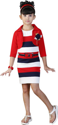 

Golden Girl Girls Midi/Knee Length Casual Dress(Red, 3/4 Sleeve