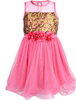 Toy Balloon Kids Girls Midi/Knee Length Party Dress(Pink, Sleeveless