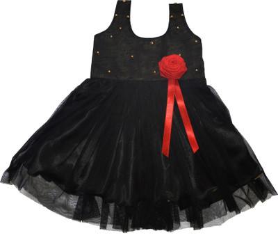 

MVD Fashion Girls Midi/Knee Length Party Dress(Black, Sleeveless