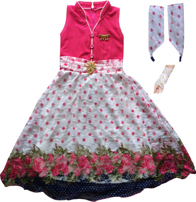 

mkb Girls Maxi/Full Length Casual Dress(Pink, Sleeveless