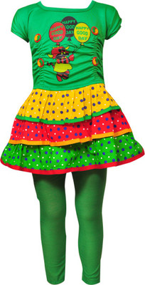 

Pari & Prince Girls Midi/Knee Length Casual Dress(Green, Half Sleeve