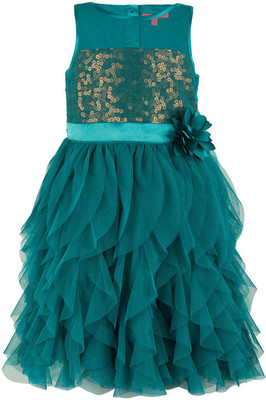 

Toy Balloon Kids Girls Midi/Knee Length Party Dress(Blue, Sleeveless, Teal green