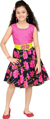 

Trendyy Girls Girls Midi/Knee Length Party Dress(Multicolor, Sleeveless