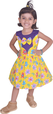 

Fashionitz Girls Midi/Knee Length Casual Dress(Yellow, Sleeveless