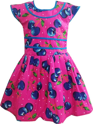 

Fashionitz Girls Midi/Knee Length Casual Dress(Pink, Sleeveless