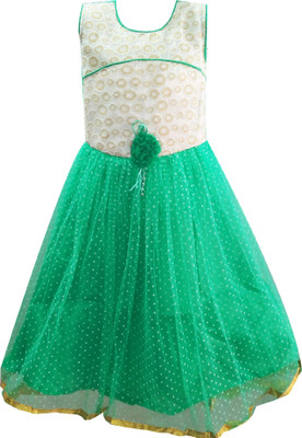 

Fashionitz Girls Midi/Knee Length Party Dress(Green, Sleeveless