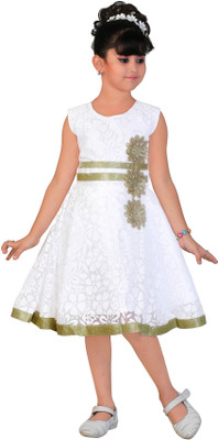 

FTC FASHIONS Girls Midi/Knee Length Party Dress(White, Sleeveless)