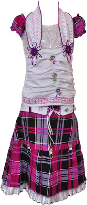 

Pari & Prince Girls Midi/Knee Length Casual Dress(Purple, Sleeveless, White & purple