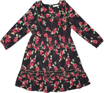 

Caca Cina Girls Midi/Knee Length Casual Dress(Black, Full Sleeve)