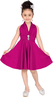 

Aarika Girls Midi/Knee Length Party Dress(Pink, Sleeveless, Rani