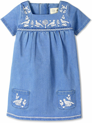 

Cherry Crumble California Girls Midi/Knee Length Casual Dress(Blue, Half Sleeve, Blue white