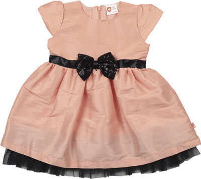 

612 League Girls Maxi/Full Length Casual Dress(Orange, Half Sleeve, Peach