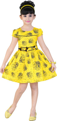 

Golden Girl Girls Midi/Knee Length Casual Dress(Yellow, Fashion Sleeve