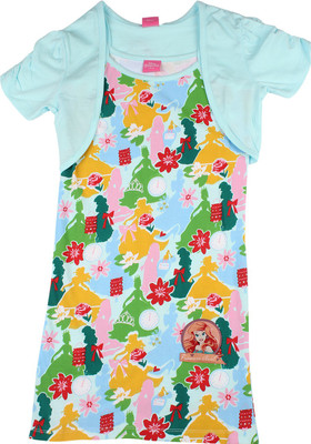 

Disney Princess Girls Midi/Knee Length Casual Dress(Blue, Sleeveless, Aqua blue/white