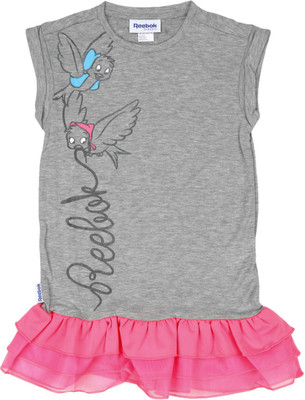 

REEBOK Girls Midi/Knee Length Casual Dress(Grey, Sleeveless, Mgreyh