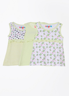 

Day 2 Day Midi/Knee Length Casual Dress(White, Sleeveless, Lt-green