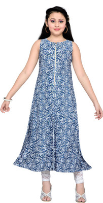 

Hunny Bunny Girls Maxi/Full Length Casual Dress(Dark Blue, Sleeveless, Navy blue