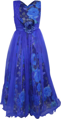 

La Bele Girls Maxi/Full Length Party Dress(Blue, Sleeveless, Royal blue