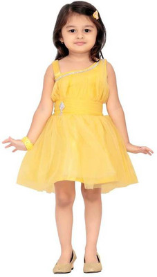 

Aarika Girls Midi/Knee Length Party Dress(Yellow, Sleeveless
