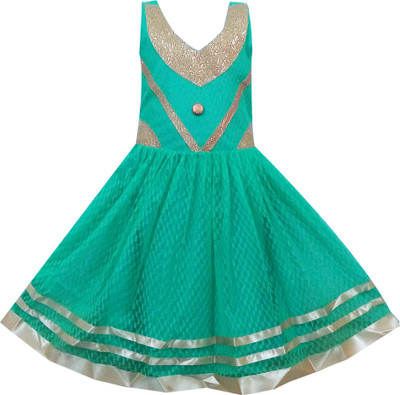 

Fashionitz Girls Maxi/Full Length Party Dress(Green, Sleeveless