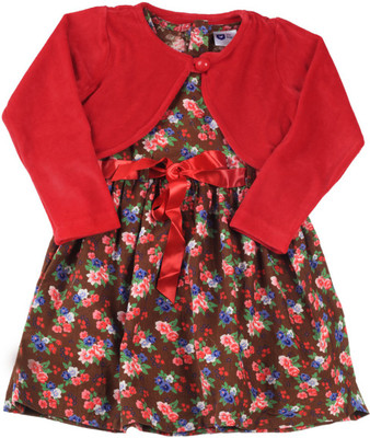 

612 League Girls Midi/Knee Length Casual Dress(Brown, Sleeveless