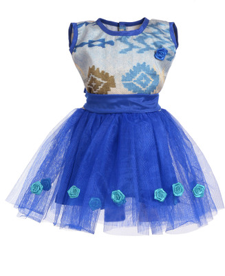 

RoopRahasya Girls Midi/Knee Length Party Dress(Blue, Sleeveless