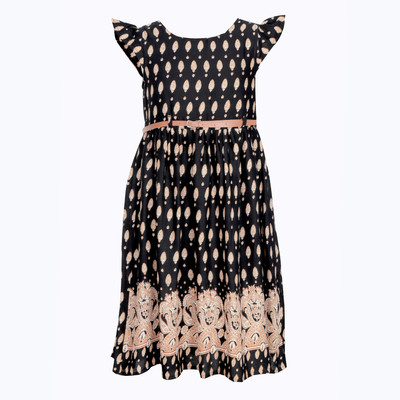 

Bella Moda Girls Midi/Knee Length Casual Dress(Black, Cap Sleeve