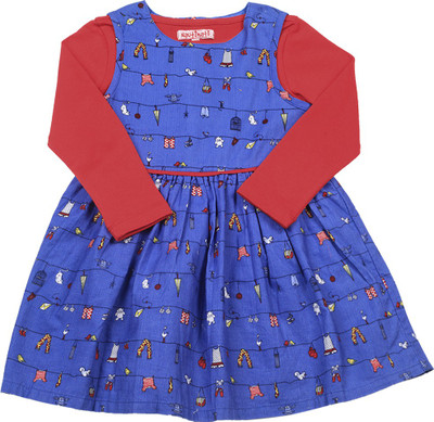 

NautiNati Girls Midi/Knee Length Casual Dress(Blue, Sleeveless