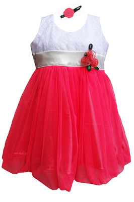 

MVD Fashion Girls Midi/Knee Length Party Dress(Pink, Sleeveless, White and peach