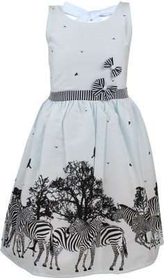 Jilax Girls Midi/Knee Length Party Dress(Blue, Sleeveless), Skyblue