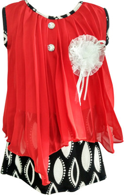 

Fashionitz Girls Midi/Knee Length Party Dress(Red, Sleeveless