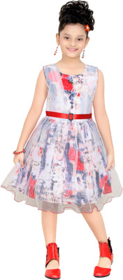 

Trendyy Girls Girls Midi/Knee Length Party Dress(Multicolor, Sleeveless