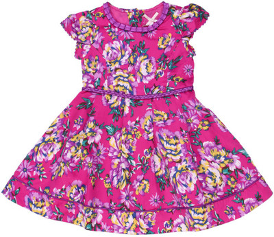 

NautiNati Girls Midi/Knee Length Casual Dress(Pink, Fashion Sleeve