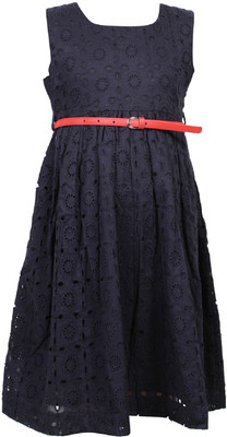 

Trmpi Girls Midi/Knee Length Party Dress(Dark Blue, Sleeveless