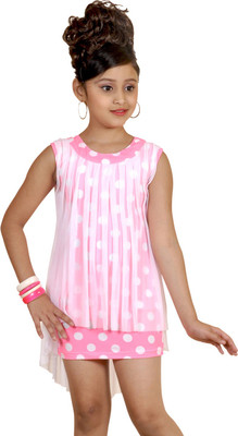 

Abhira Girls Mini/Short Party Dress(Pink, Sleeveless