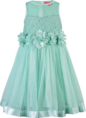 

Toy Balloon Kids Girls Midi/Knee Length Party Dress(Light Green, Sleeveless, Sea-green